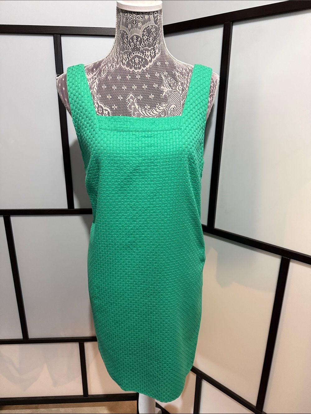 J. Crew Textured Square-Neck Mini Dress in Green